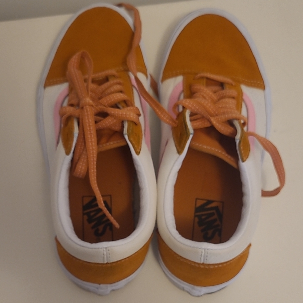 Vans Women's White, Orange, and Pink Sneakers - Picture 11 of 12